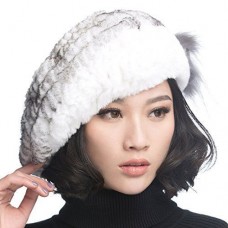 URSFUR Mujer Winter French Berets Ladies Warm Rabbit Fur Knit Crochet Hat 797698960364 eb-79177724